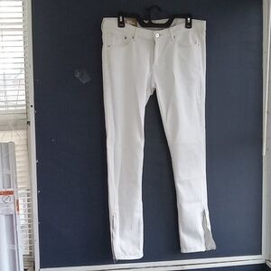 NWT H&M Denim white jeans skinny zippered ankles size 31